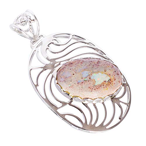 Ravishing Impressions Halskette mit mexikanischem Feueropal-Anhänger aus 925er Sterlingsilber – mehrfarbiger Edelsteinschmuck im Ovalschliff von Ravishing Impressions