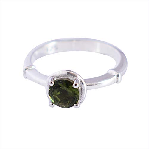 Ravishing Impressions Moldavit-Ring aus 925er Sterlingsilber – Natürlicher Cocktail-Ehering Edelsteinschmuck, Spirituelle Frühlingsschmuckkollektion 51 (16.2) von Ravishing Impressions