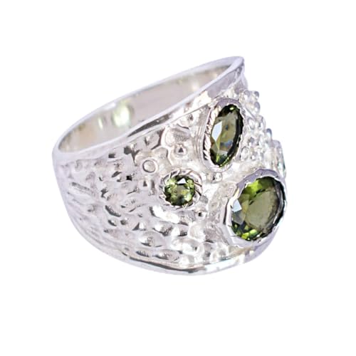 Ravishing Impressions Moldavit-Ring aus 925er Sterlingsilber – Natürlicher Edelstein, Geburtssteinschmuck für September, für spirituelle Erkenntnisse 57 (18.1) von Ravishing Impressions