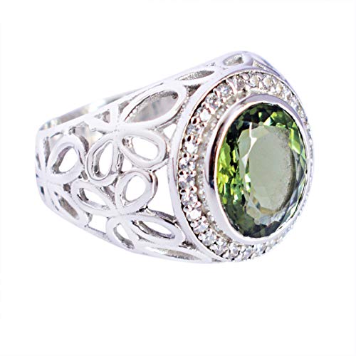 Ravishing Impressions Ring aus 925er Sterlingsilber mit Moldavit und Zirkonia – Natürlicher Edelstein, Ring für Dezember-Geburtstage, Schmuck für spirituelles Erwachen 60 (19.10) von Ravishing Impressions