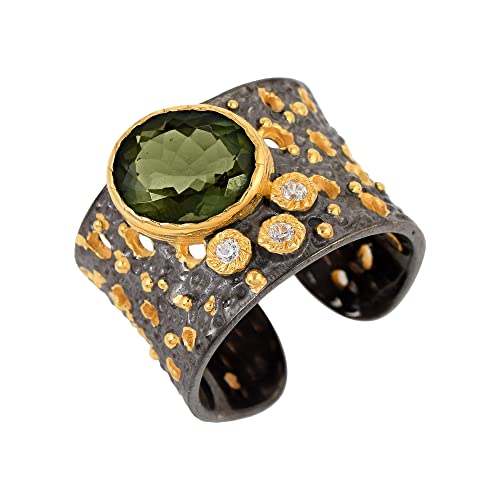 Ravishing Impressions Ring aus echtem Moldavit aus 925er Silber – Handgefertigter Schmuck aus natürlichem Edelsteinkristall, Schmucktrends zum Sommerende 65 (20.7) von Ravishing Impressions