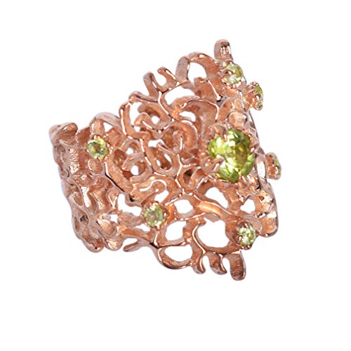 Ravishing Impressions Schmuck Peridot Geburtsstein 925er Sterlingsilber rotvergoldet Designer-Mode-Ring für Frauen Muttertagsgeschenke stilvoll Größe 5-R, Stein:, Peridot von Ravishing Impressions