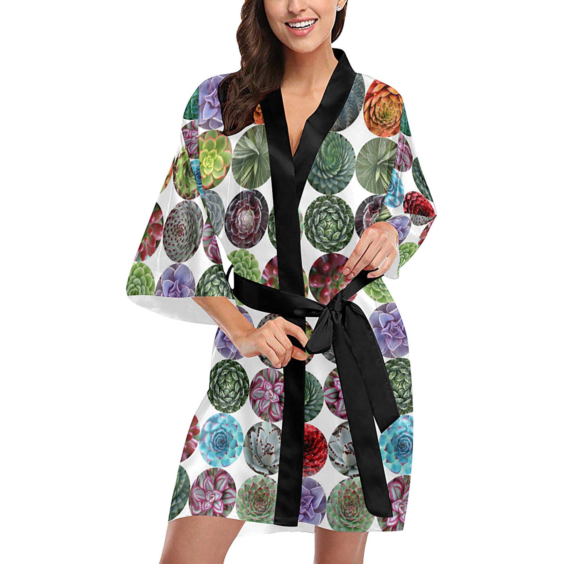 Sukkulenten Kimono Robe - Bedruckter Frauen-Neuheitsdruck Kurzer Kimono-Bademantel Usa Xs-2Xl von RawBoneStudio