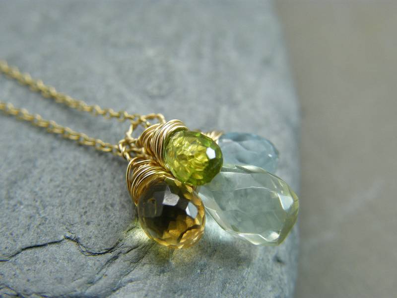 Gold Filled Edelstein-Halskette Amethyst, Citrin & Peridot von RawByAnnemarie