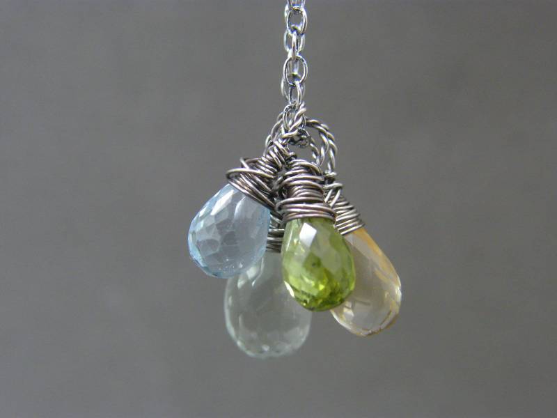 sterling Silber Edelstein-Halskette Amethyst, Citrin, Peridot von RawByAnnemarie