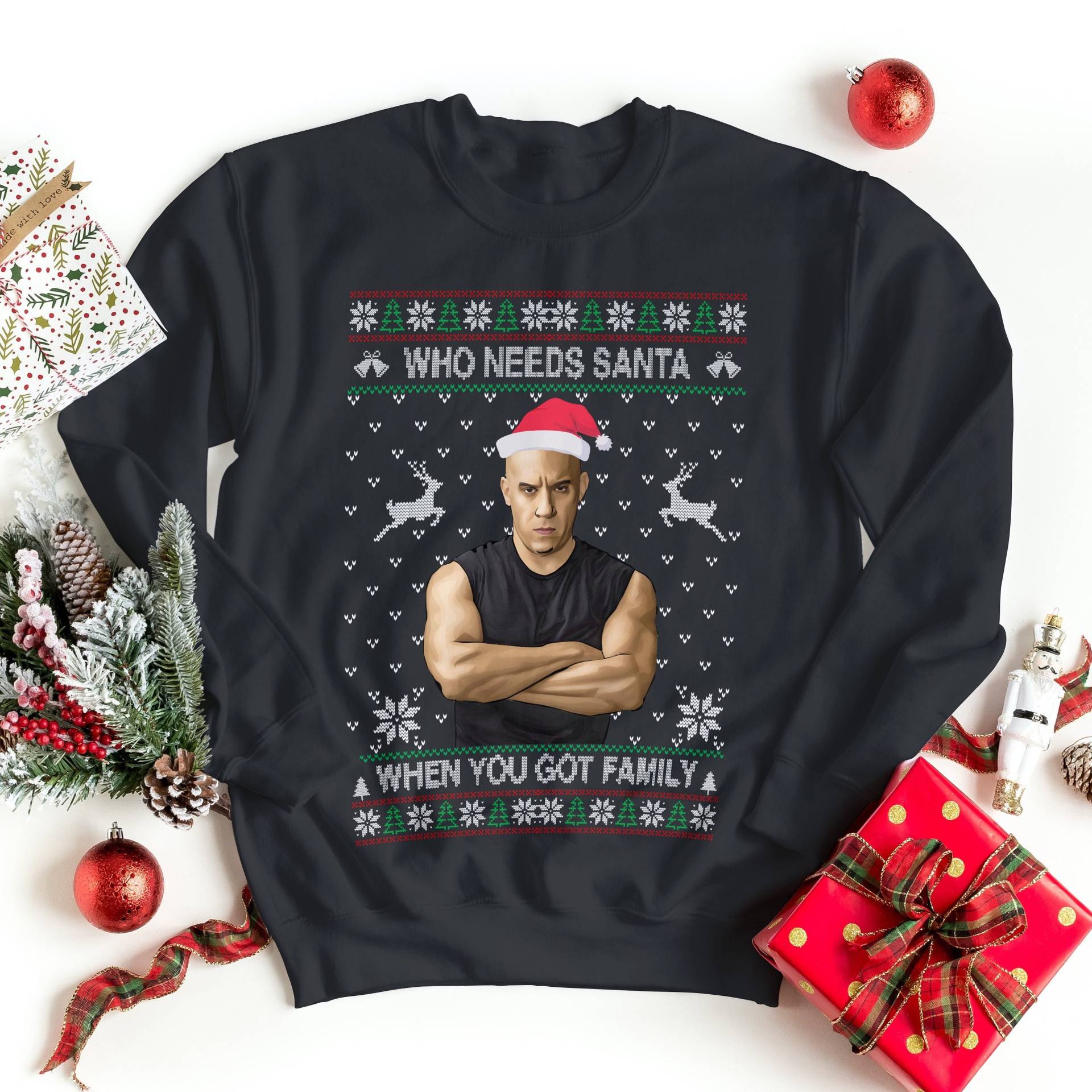 Ugly Christmas Sweater Fast & Furious Vin Diesel Familie Meme, Unisex Sweatshirt Ugly Christmas Sweater Fast & Furious Vin Diesel Familie Meme, Unisex Sweatshirt von RawCreativeClub