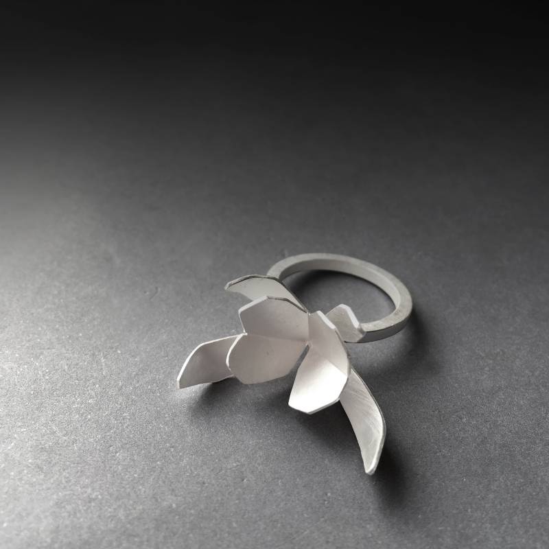 Sterling Silber Orchidee Ring Blumiger Statement Schmuck von RawObjekt