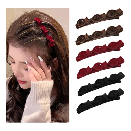 6PCS Haarspangen Damen mit funkelnden Kristallsteinen, 2024 Neuestes Haarschmuck für Flechtfrisuren, Doppelschicht Haarspangen für Frauen Mädchen, elegante Haarstyling-Clips (Flaum) von RawWeFactic