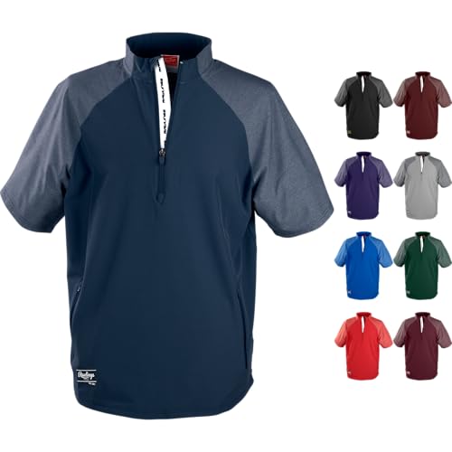 Rawlings Herren Colorsync Kurzärmelige Käfigjacke, Erwachsenengrößen, Mehrere Farben Hemd, Navy, Medium von Rawlings