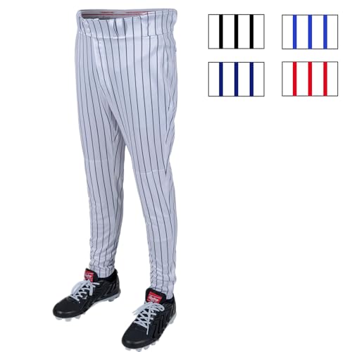 Rawlings Pro 150 Series Gestreifte Baseballhose für Jungen, Herren, Weiß, Marineblau, L von Rawlings