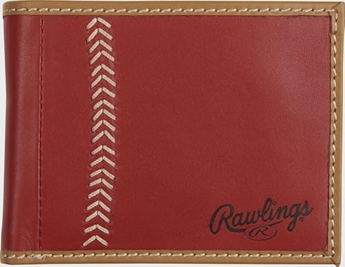 Rawlings "Pop Baseball Stitch Bi-Fold Leather Wallet, Rot/Ausflug, einfarbig (Getaway Solids), Bi-Fold von Rawlings