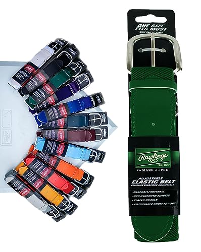 Rawlings Unisex-Erwachsene Elastic Game Day Belt | Baseball/Softball | Adult/Youth | Multiple Colors Verstellbarer Gürtel (dunkelgrün), OSFM | Adjustable Fits 18"-36" von Rawlings