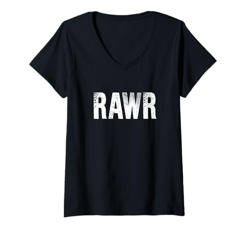 Damen Bold Rawr Distressed Selbstausdruck Rawr Spruch Herren Damen T-Shirt mit V-Ausschnitt Damen Bold Rawr Distressed Selbstausdruck Rawr Spruch Herren Damen T-Shirt mit V-Ausschnitt von Rawr Bold Self Expression Attitude Text Design