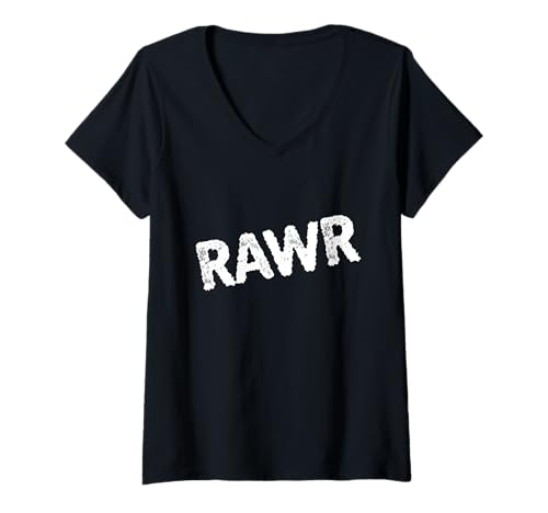 Damen Dynamischer Rawr Fearless Self-Expression Text That Says Rawr T-Shirt mit V-Ausschnitt Damen Dynamischer Rawr Fearless Self-Expression Text That Says Rawr T-Shirt mit V-Ausschnitt von Rawr Bold Self Expression Attitude Text Design
