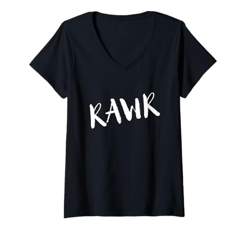 Damen Fettgedruckter Rawr-Text mit der Aufschrift Rawr Fearless Self-Expression T-Shirt mit V-Ausschnitt Damen Fettgedruckter Rawr-Text mit der Aufschrift Rawr Fearless Self-Expression T-Shirt mit V-Ausschnitt von Rawr Bold Self Expression Attitude Text Design