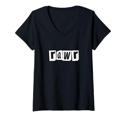Damen Mutiger, furchtloser Rawr-Text, in dem es um Rawr-Selbstausdruck geht T-Shirt mit V-Ausschnitt Damen Mutiger, furchtloser Rawr-Text, in dem es um Rawr-Selbstausdruck geht T-Shirt mit V-Ausschnitt von Rawr Bold Self Expression Attitude Text Design