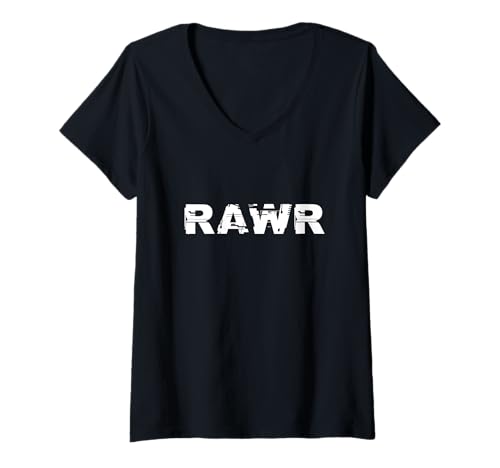 Damen Mutiger, unruhiger RAWR Fearless Expressionstext, auf dem Rawr steht T-Shirt mit V-Ausschnitt Damen Mutiger, unruhiger RAWR Fearless Expressionstext, auf dem Rawr steht T-Shirt mit V-Ausschnitt von Rawr Bold Self Expression Attitude Text Design