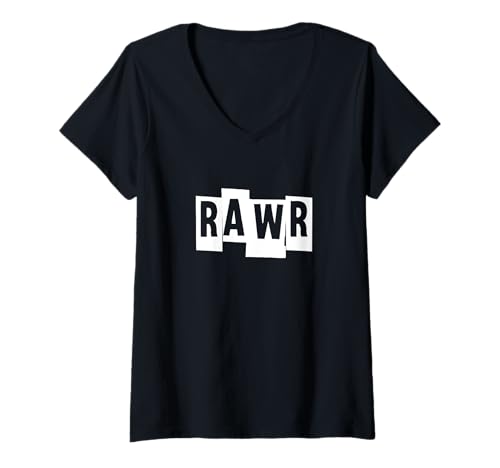 Damen Mutiger RAWR-Text zur Selbstdarstellung, auf dem Rawr Fearless steht T-Shirt mit V-Ausschnitt Damen Mutiger RAWR-Text zur Selbstdarstellung, auf dem Rawr Fearless steht T-Shirt mit V-Ausschnitt von Rawr Bold Self Expression Attitude Text Design