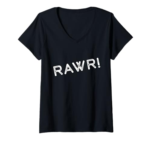 Damen RAWR Fettgedruckter Text, auf dem RAWR steht! Furchtloser Selbstausdruck T-Shirt mit V-Ausschnitt Damen RAWR Fettgedruckter Text, auf dem RAWR steht! Furchtloser Selbstausdruck T-Shirt mit V-Ausschnitt von Rawr Bold Self Expression Attitude Text Design