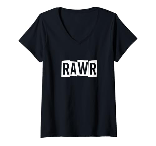 Damen RAWR Text zur furchtlosen Selbstdarstellung, auf dem Rawr Bold steht T-Shirt mit V-Ausschnitt Damen RAWR Text zur furchtlosen Selbstdarstellung, auf dem Rawr Bold steht T-Shirt mit V-Ausschnitt von Rawr Bold Self Expression Attitude Text Design