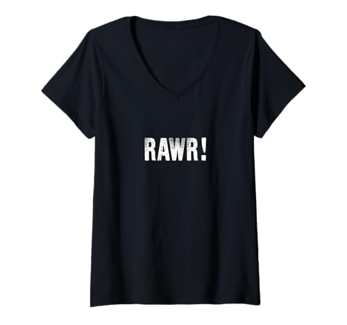 Damen Roher! Text mit der Aufschrift Rawr: Selbstvertrauen, furchtloser Ausdruck T-Shirt mit V-Ausschnitt Damen Roher! Text mit der Aufschrift Rawr: Selbstvertrauen, furchtloser Ausdruck T-Shirt mit V-Ausschnitt von Rawr Bold Self Expression Attitude Text Design