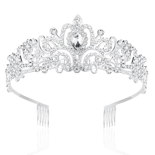 Raxfekro Krone Damen, Tiara Hochzeit, Krone Braut, Kristallkrone Strass Krone, Hochzeit Diadem für Hochzeiten, Abschlussbälle, Festumzüge, Prinzessinnenpartys, Geburtstagsfeiern Usw (Silber) Raxfekro Krone Damen, Tiara Hochzeit, Krone Braut, Kristallkrone Strass Krone, Hochzeit Diadem für Hochzeiten, Abschlussbälle, Festumzüge, Prinzessinnenpartys, Geburtstagsfeiern Usw (Silber) von Raxfekro