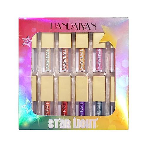 Glitzer-Lidschatten-Flüssigkeit,12 Farben Hochpigmentiertes Glanz-Lidschatten-Set - Brillanter Highlighter-Lidschatten, Glitzer-Lidschatten-Set, schnell trocknend, langlebig, einfach Raxove von Raxove