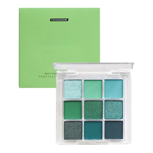 Grüne Lidschatten-Palette – Lidschatten-Make-up Grün in 9 Farben | Grüner Glitzer-Lidschatten, Pigment-Lidschatten-Palette, Kosmetik für Augen Make-up Glitter Wasserdicht für Bühnen-Make-up Pr von Raxove