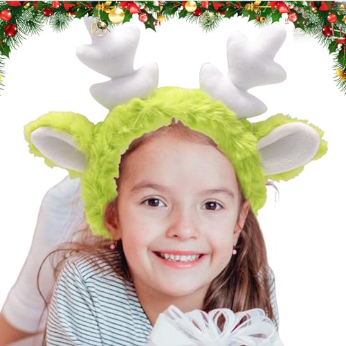 Haarband mit Rentiergeweih - Haarband mit Hirschgeweih aus Plüsch 22 x 25 cm für Partys | Weihnachts-Partykostüm mit Elchgeweih, Stirnband für Tierohren Co von Raxove
