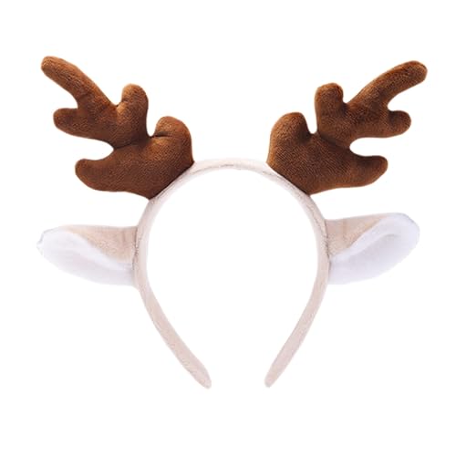 Haarband mit Rentiergeweih - Haarband mit Hirschgeweih aus Plüsch 22 x 25 cm für Partys | Weihnachts-Partykostüm mit Elchgeweih, Stirnband für Tierohren Co von Raxove