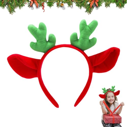 Haarband mit Rentiergeweih - Haarband mit Hirschgeweih aus Plüsch 22 x 25 cm für Partys | Weihnachts-Partykostüm mit Elchgeweih, Stirnband für Tierohren Co von Raxove