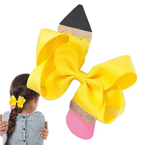 Haarschleifen für Mädchen mit Bleistift | Bunte Ripsband-Schleifen für den Kindergarten, Boutique Bow Krokodilklemmen Haarschleifen für Schulmädchen Schleifen von Raxove