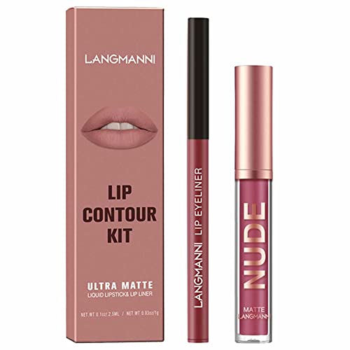 Lipgloss-Kit | Langanhaltender Lippenstift für Damen,2 Stück One Step Lippen Make-up Kits Nude Lip Stain Long Wear Lip Gloss Make-up Geschenk Raxove von Raxove