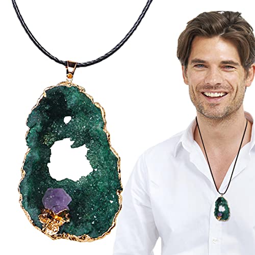 Anhänger aus Achat | Natürliche Halskette, Anhänger in hohler Scheibe mit unregelmäßiger Halskette im Gold-Design für Frauen von Raxove