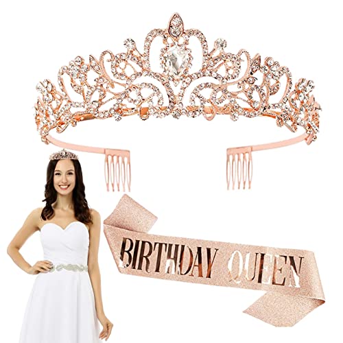 Geburtstag Königin Tiara | Krone des Geburtstagsmädchens | Krone und Stirnband mit Strass für Damen mit Kamm-Design Gemütliches Haarzubehör von Raxove