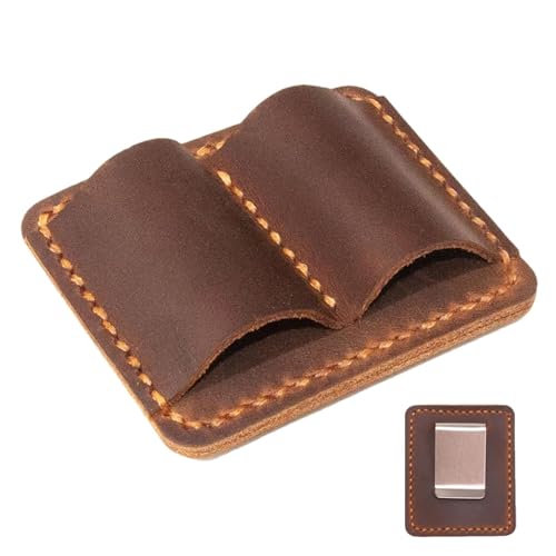 Raxove Stifthalter – Leder-Doppelstift-Clip | Stifthalter, doppelter Stift-Clip, Vintage-PU-Reise-Notizbuch-Stifthalter, Anti-Verlust-Stift-Organizer für Stifte von Raxove
