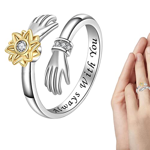 Tu Sei My Sunshine Silberring | Fingerringe für Initialen des Gänseblümchens – verstellbare Daumenringe aus Sterlingsilber von Raxove