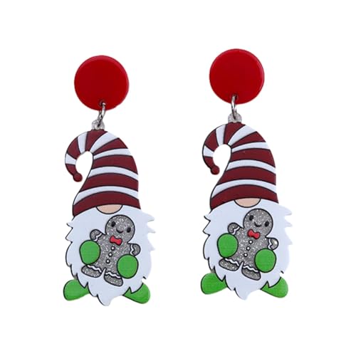 Weihnachts-Ohrringe | Tropfen-Anhänger aus Acryl | Kostümzubehör und Dekoration für festliche Kleider und empfindliche Haut., dwarf with red and white hat, Acryl, Siehe Beschreibung von Raxove