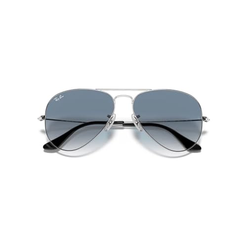 RAY-BAN RB 3025 AVIATOR SUNGLASSES (55 mm, 003/3F SILVER CRYSTAL WHITE/GRADIENT BLUE) von Ray-Ban