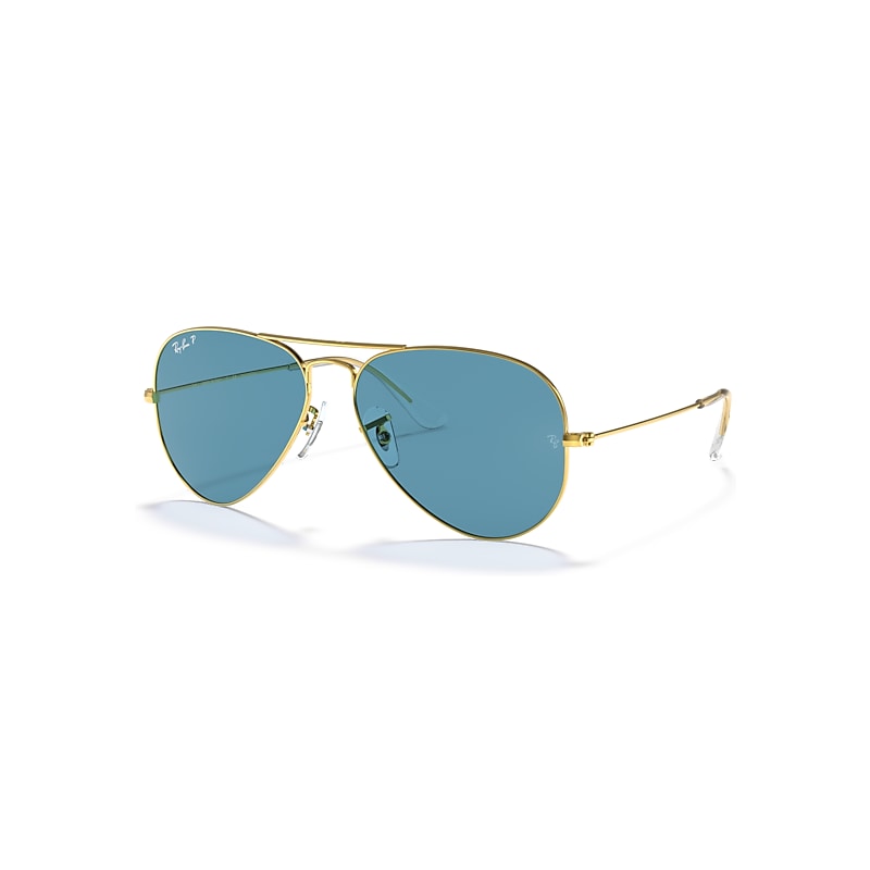 Ray-Ban Aviator Classic Sonnenbrillen Gold Fassung Blau Glas Polarisiert 58-14 von Ray-Ban