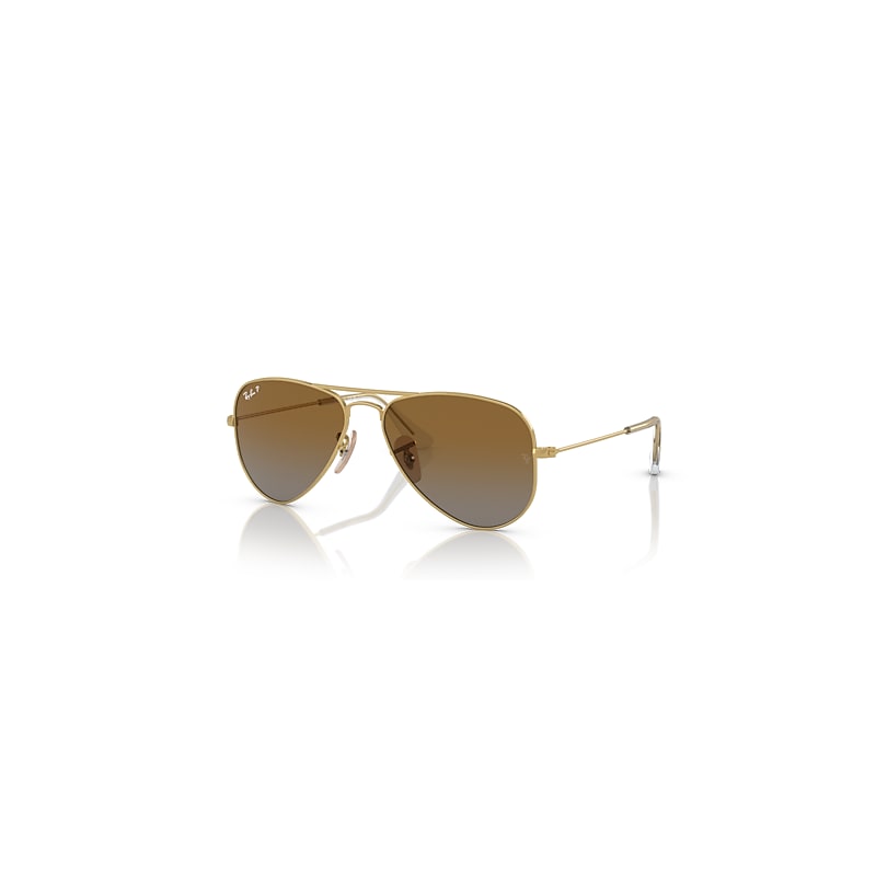 Ray-Ban Aviator Kids Sonnenbrillen Gold Fassung Braun Glas Polarisiert 52-14 von Ray-Ban