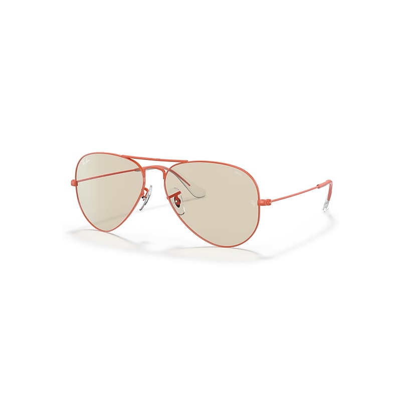 Ray-Ban Aviator Solid Evolve Sonnenbrillen Rot Fassung Braun Glas 55-14 von Ray-Ban