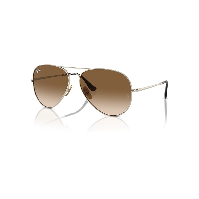 Ray-Ban Aviator Titanium Sonnenbrillen Gold Fassung Braun Glas 62-14 von Ray-Ban