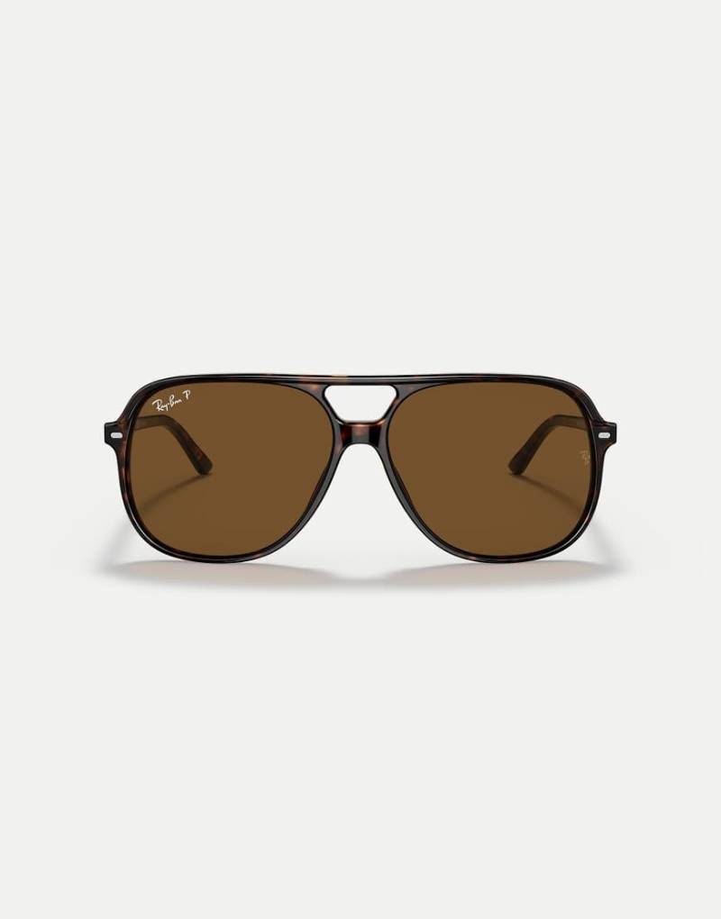 Ray-Ban - Bill - Eckige, polarisierte Sonnenbrille in Havana mit braunen Gläsern von Ray-Ban