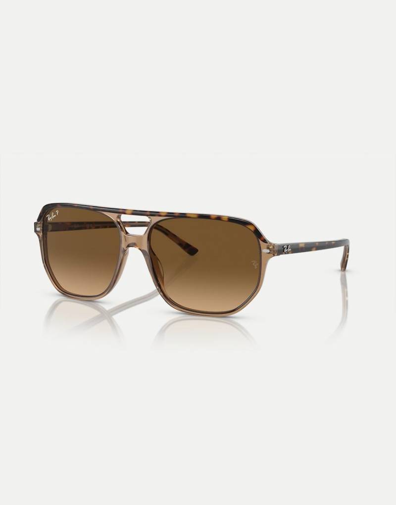 Ray-Ban - Bill One - Unregelmäßige polarisierte Sonnenbrille in transparentem Dunkelbraun mit Gläsern in Braun von Ray-Ban