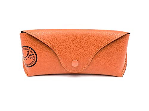 Ray-Ban Brillenetui für Sonnenbrillen, Braun + Bundle mit eShades Luxus-Brillen-Set, Orange/Abendrot im Zickzackmuster (Sunset Chevron), Medium von Ray-Ban