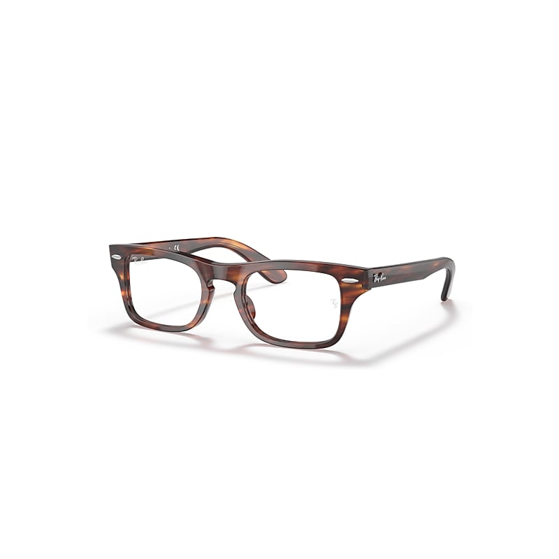 Ray-Ban Burbank Optics Kids  Havana Gestreift Fassung Klar Glas Polarisiert 43-19 von Ray-Ban