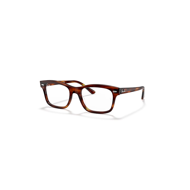 Ray-Ban Burbank Optics  Rot Gestreift Havana Fassung Klar Glas Polarisiert 52-19 von Ray-Ban