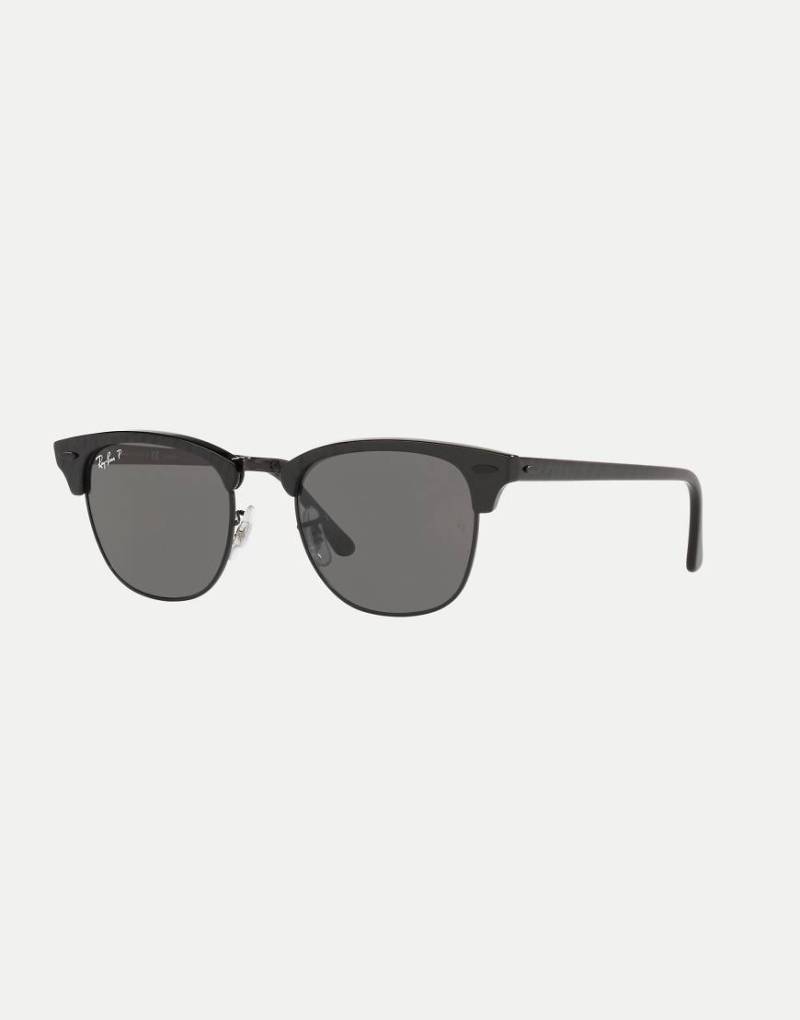 Ray-Ban - Clubmaster Classic - Eckige, polarisierte Sonnenbrille in Schwarz mit Gläsern in Schwarz von Ray-Ban