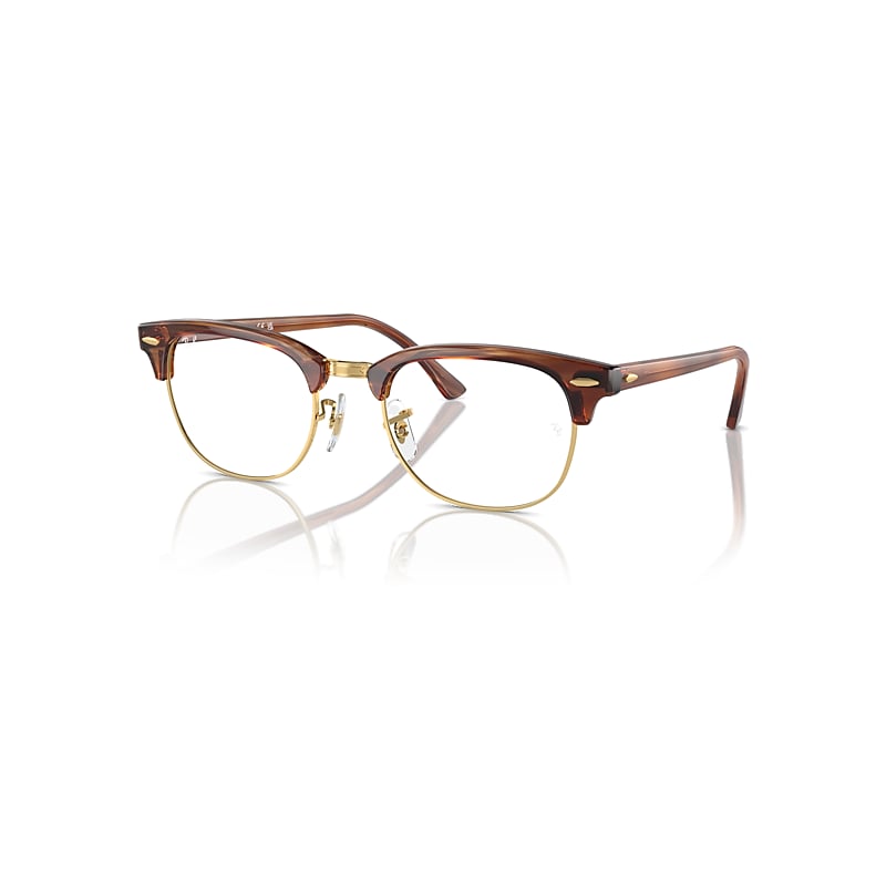 Ray-Ban Clubmaster Optics  Braun Gestreift Fassung Klar Glas Polarisiert 51-21 von Ray-Ban